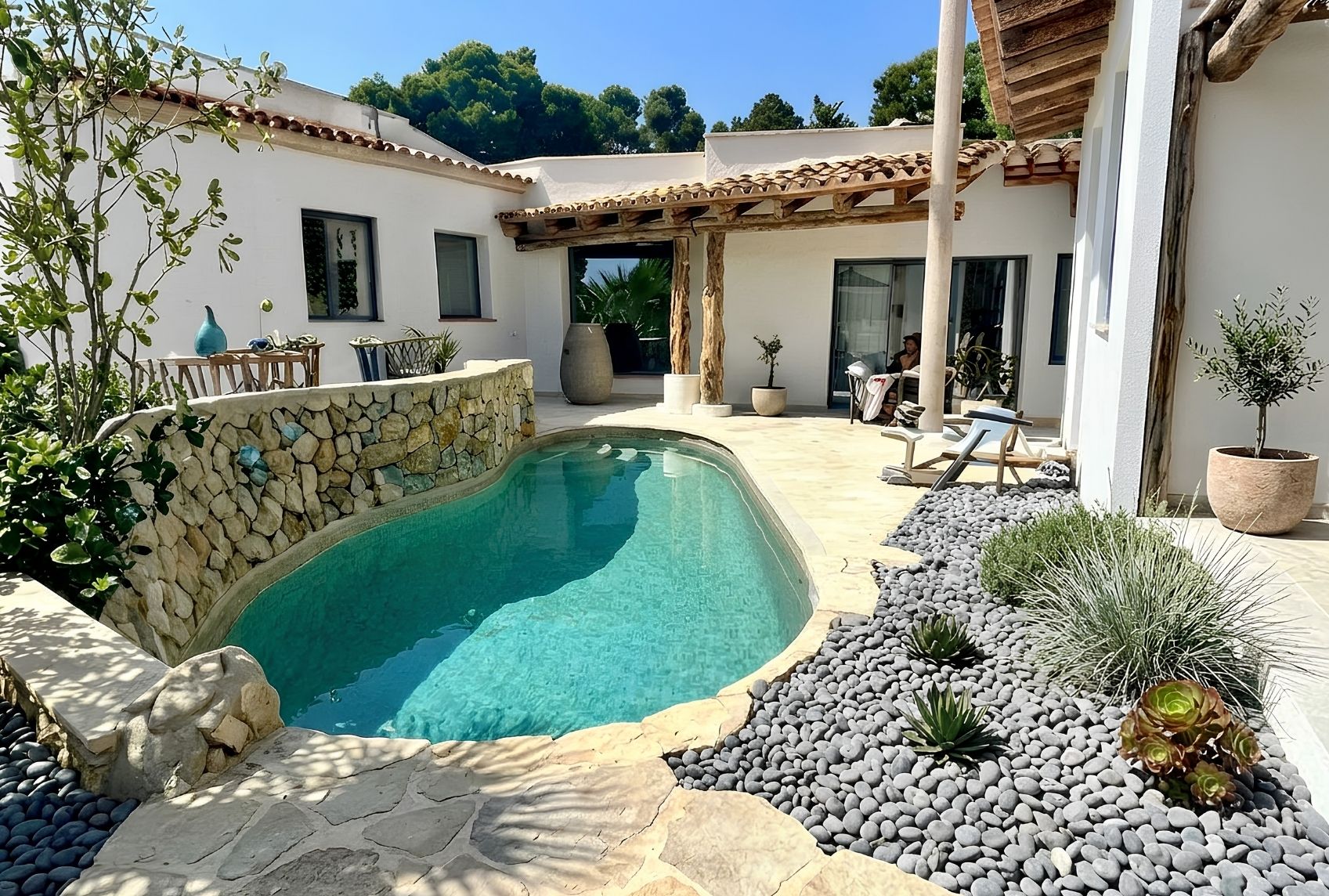 Außenbereich mit Naturstein auf Mallorca